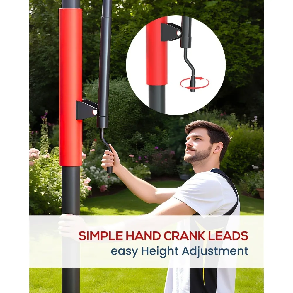 Verstelbaar basketbalringsysteem voor buiten, 7,5-10ft met slinger, geschikt voor alle leeftijden, 45-54 inch gehard glazen bord