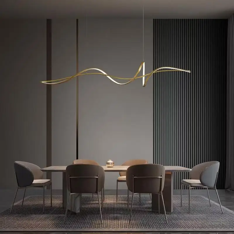 Aluminum Creative Modern Simple Restaurant Chandelier - Elegant Bar Dining Table Strip Light Nordic Design LED - view 2