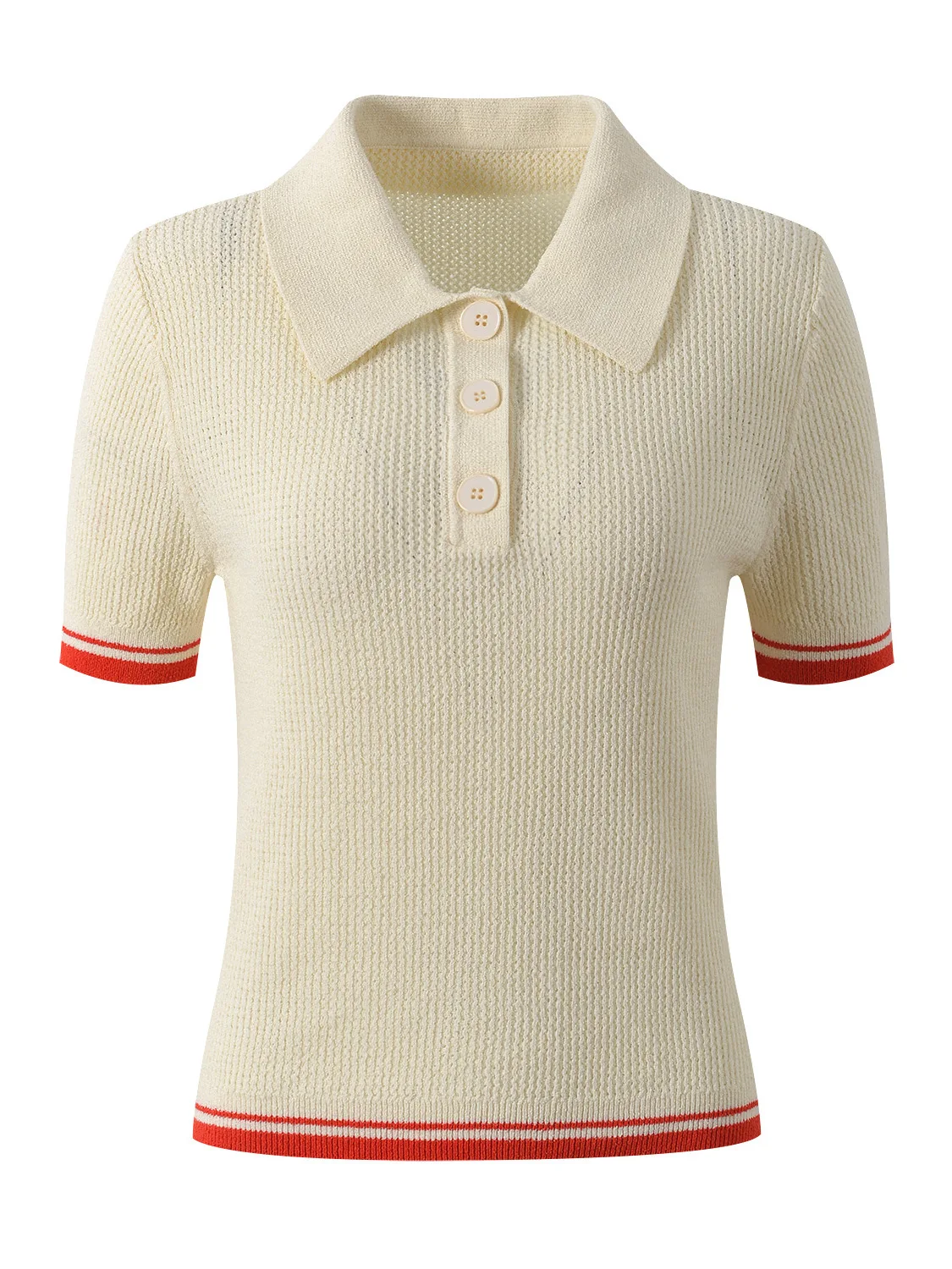 

Summer 2025 Collar Knitted Sweater Versatile Slim Fit Simple Sli Ladylike T-irt Top Commute Sle ort Sve