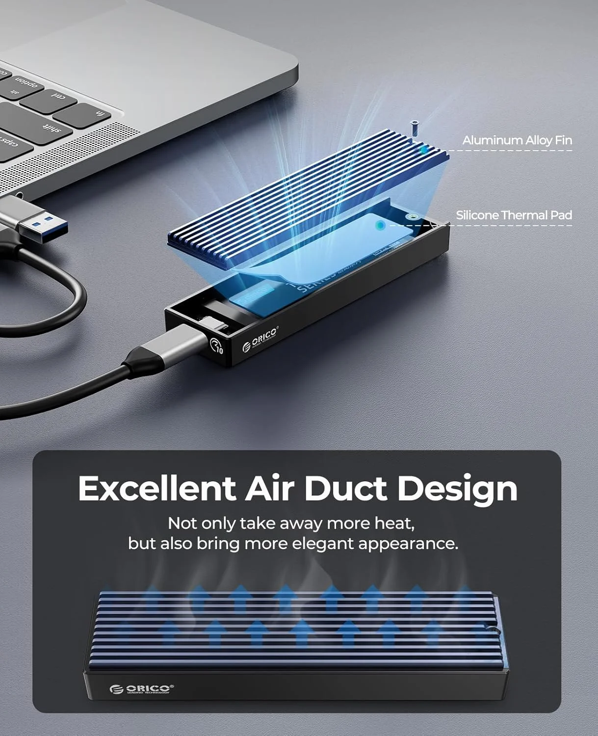 ORICO M.2 NVMe SSD Enclosure, USB 3.1 Gen 2 (10 Gbps) PCIe