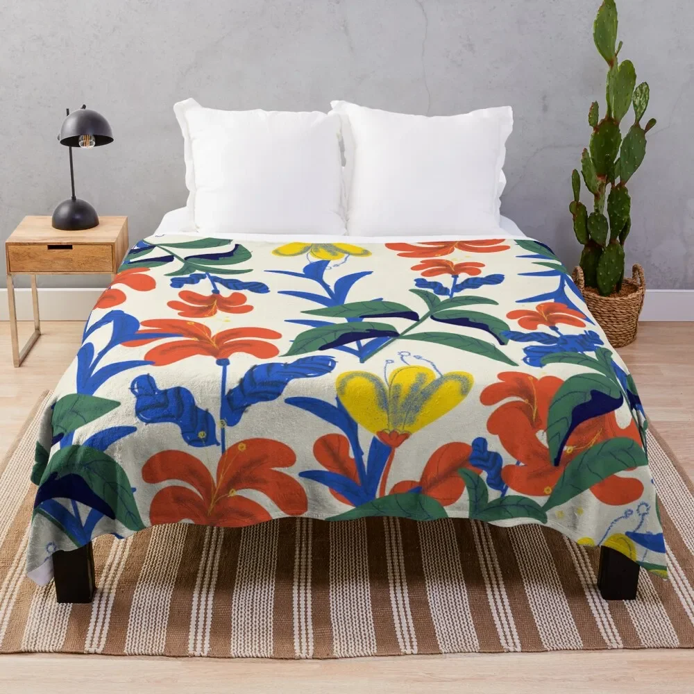 

Vintage Floral Pattern Throw Blanket Outdoor Soft Blanket for Picnic Beach Camping