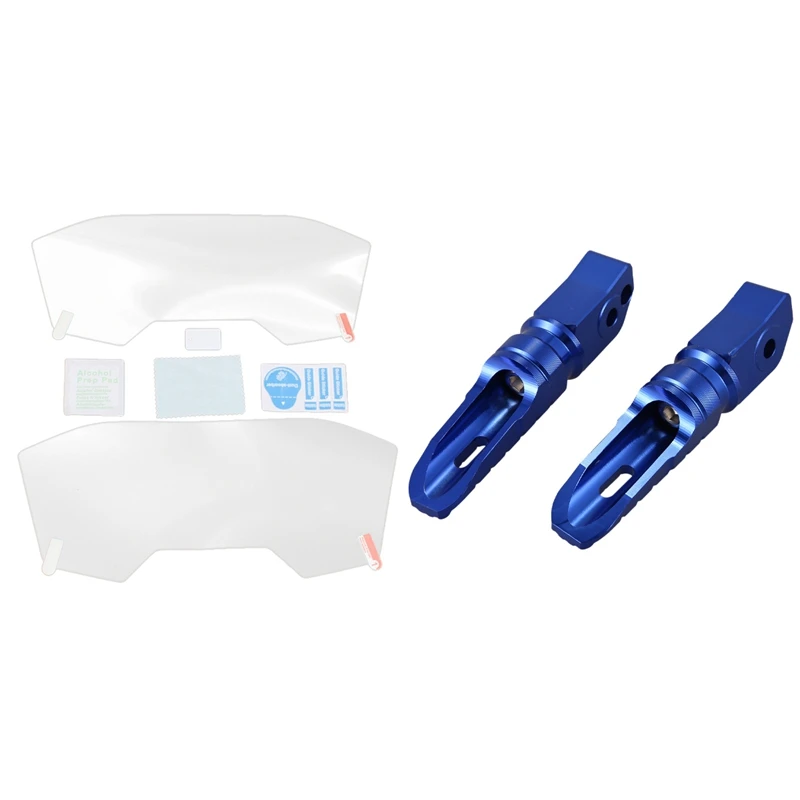 

2 Set Motorcycle Accessories: 1 Set Dashboard Cluster Screen Scratch Protection & 1 Set Rearset Rear Foot Pegs