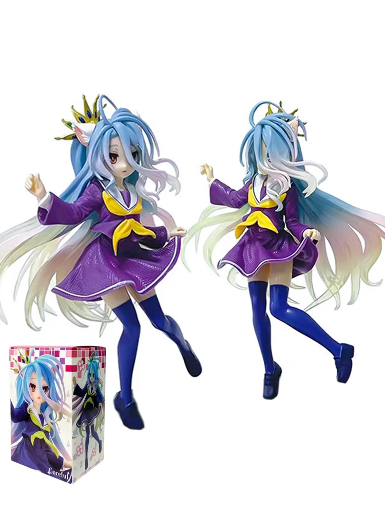 Em estoque anime ngnl sem jogo sem vida branco "18,5cm shiro pvc modelo figuras de ação modelo coleção ornamento brinquedo feriado gif quente