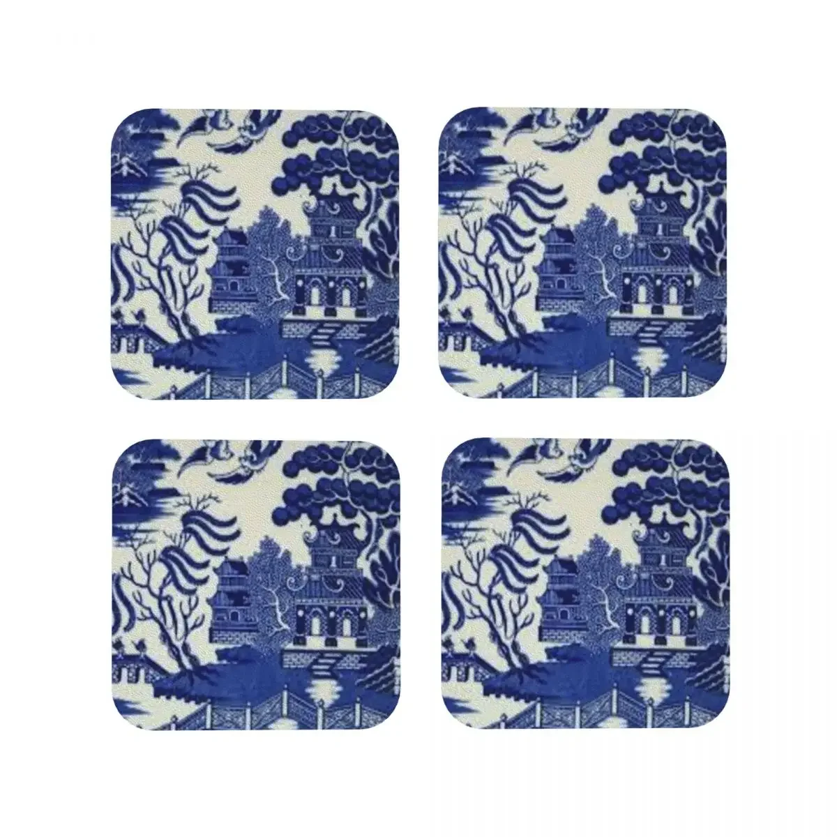 

Blue Willow Pattern Coasters Coasters Coffee Mat Set of 4 Placemats Cup Tableware Decoration & Accessories Pads for Home Kitchen