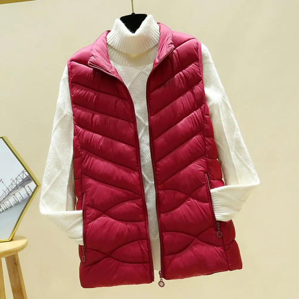 Women Polyester Vest Stylish Women's Padded Vest for Autumn Winter Ultra Light Sleeveless Jacket with Zipper Closure for Home