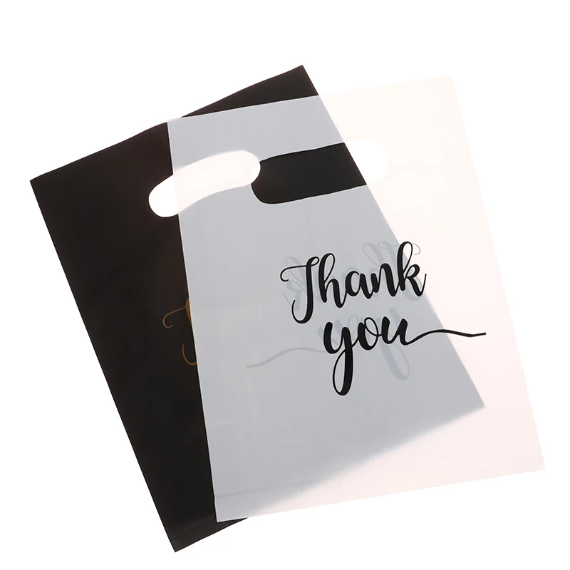 10PCS New Mini Thank You Plastic Gift Bags Reusable Party Bags Plastic Gift Bags For Birthday Thanksgiving Christmas Gift Bags