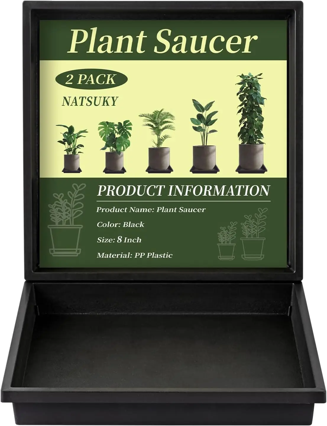 

Square Plant Saucer 16 Inch 2 Pack, 8 10 12 14 16 Inch Plant Trays for Indoors Heavy Duty Plastic Flower Plants Saucers