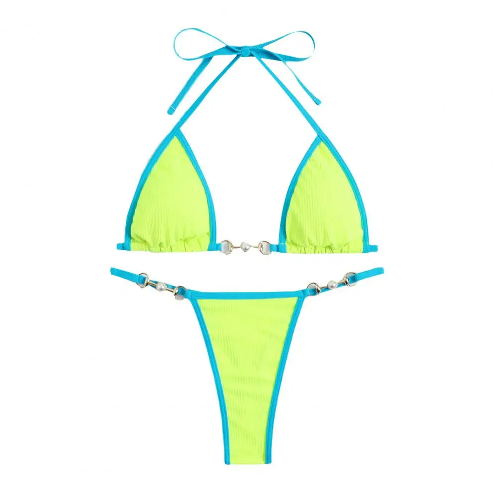 2 Pcs/Set Sexy Women Bikini Set Beachwear Lady Bathing Suit Backless Quick Dry Lady Swimsuit  Swimming