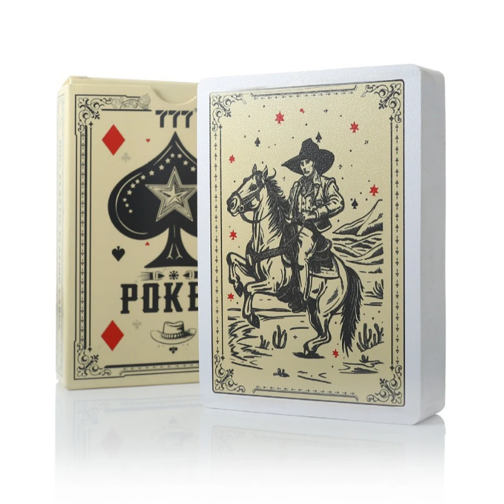 Large Font Texas Hold'em PVC Western Cowboy Playing Cards Thickened Wear-resistant Waterproof Leisure and Entertainment Poker