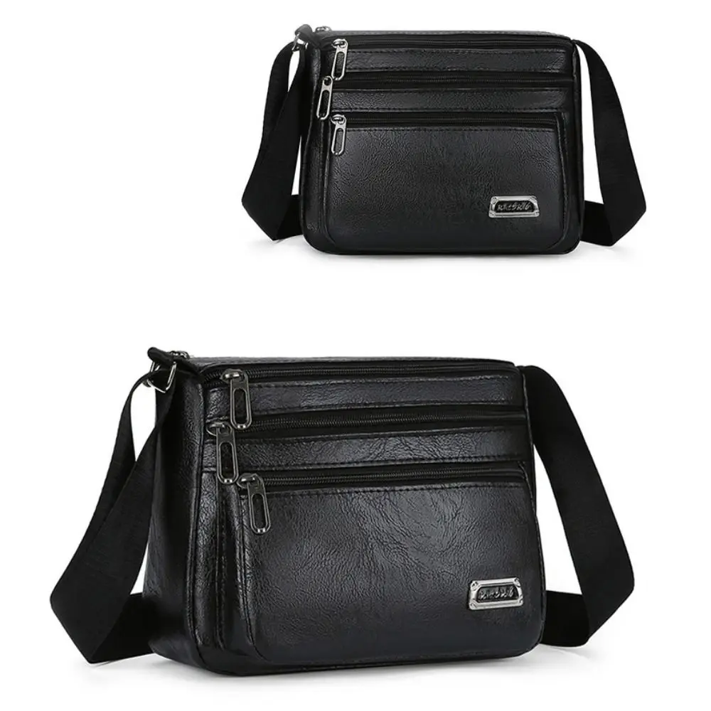 New PU Leather Men\'s Crossbody Bag Large Capacity Waterproof Shoulder Bag Casual Handbag Phone Bag Business Man Messenger Bag