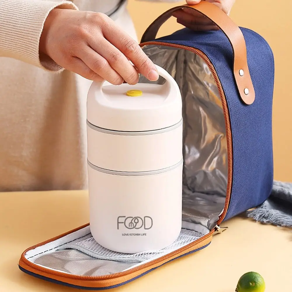 304 Stainless Steel Vacuum Thermal Lunch Box Food Warmer Soup Cup Thermos Containers Bento Box Insulated Lunch Bag for Students