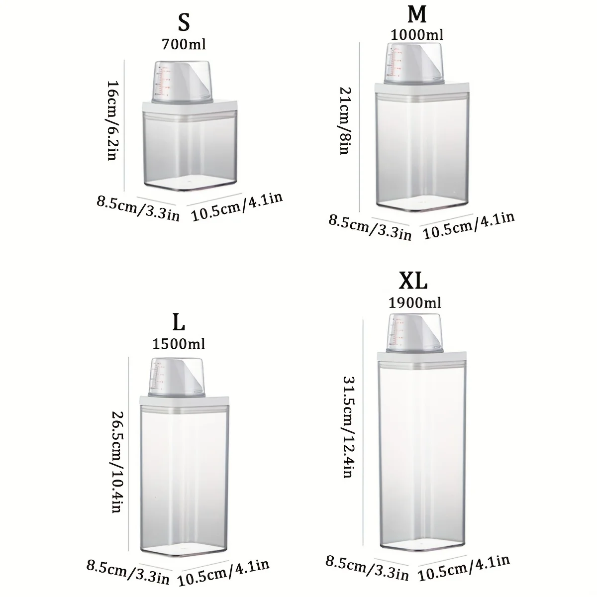 Laundry Powder Storage Tank, Cleaning Supplies Packaging Tank, Plastic Laundry Detergent sealing tank with measuring cup