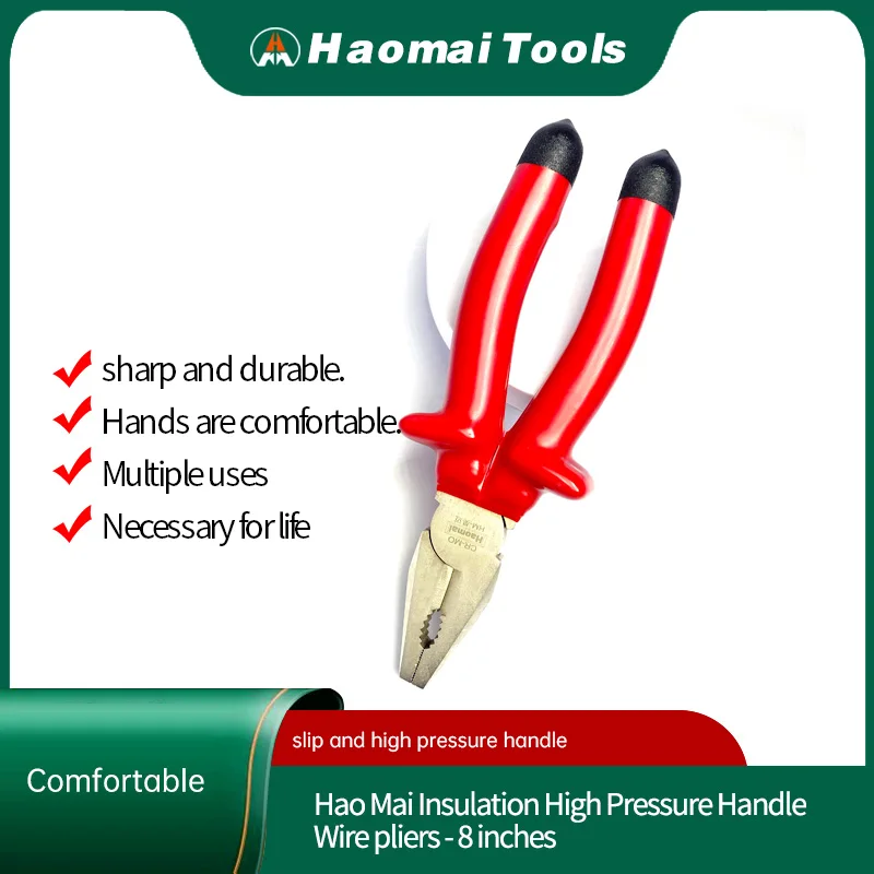 

Haomai Изолированные ручки высокого напряжения Стальные плоскогубцы Никелированные электротехнические работники Специальная сталь 8 дюймов