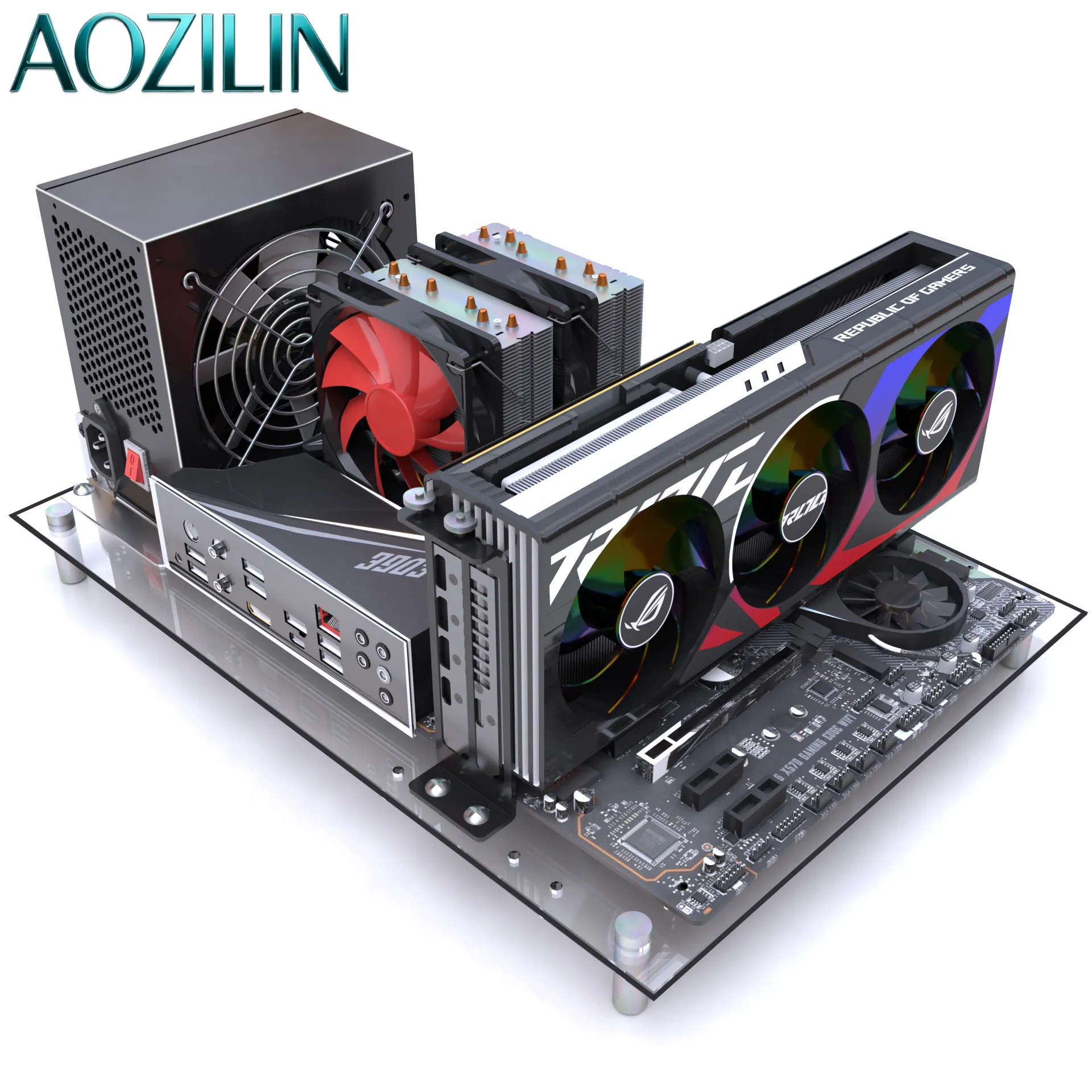 Transparent Acrylic Open‑Frame Mainboard Bracket, Studio Computer Case with Excellent Heat Dissipation for X79 X99 Motherboard