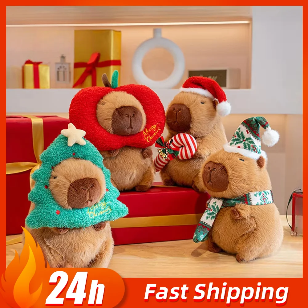 25 سنتيمتر 4 أنماط عيد الميلاد سلسلة لطيف كابيبارا وسادة أفخم Kawaii الحيوان دمية محشوة زينة عيد الميلاد هدايا السنة الجديدة للأصدقاء #1