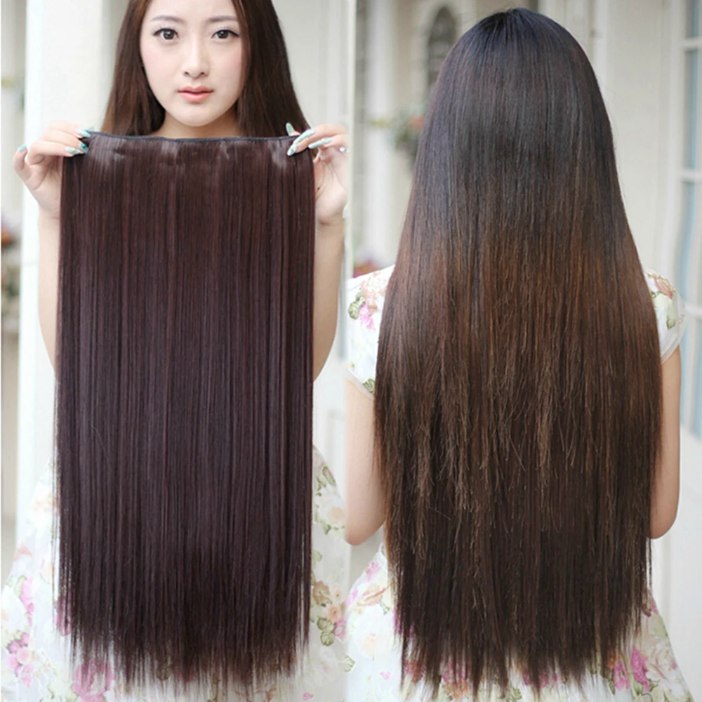 

24'' & 28'' Synthetic Hair Clip in Hair Extensions Straight Hair One Piece Clip Ins Extension Fake Hair Pins and Clips