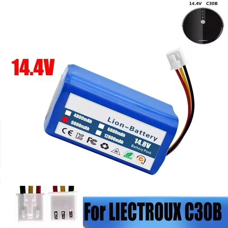Fast Shipping 14.4V 3000-6800mAh Li-Ion Battery for LIECTROUX C30B Robot Vacuum Cleaner Rechargeable Battery Large Capacity