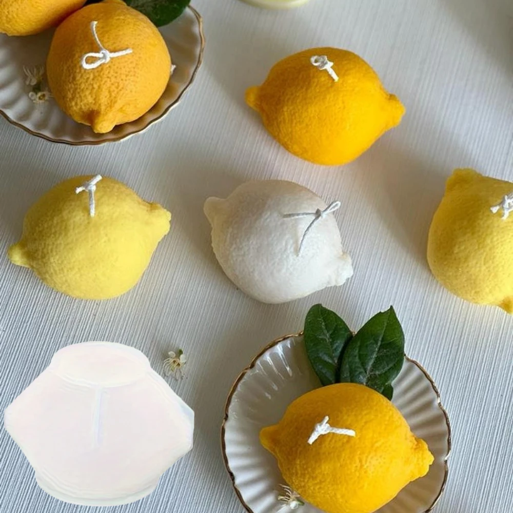 Lemon Shaped Scented Candle Silicone Mold DIY 3D Fruit Resin Mould Gypsum Making Tool Handmade Gifts Party Ambience Home Decor