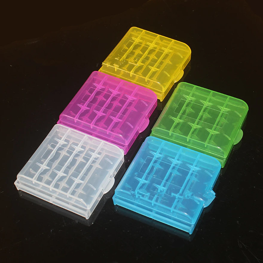 5pcs/lot New Color Battery Holder Box AA AAA Hard Plastic Storage Box Cover for 14500 10440 Battery Storage Box