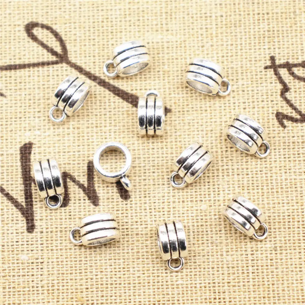 200pcs Wholesale Jewelry Lots Cylindrical Tee Buckle Charms Pendant Supplies For Jewelry Materials 8x11mm