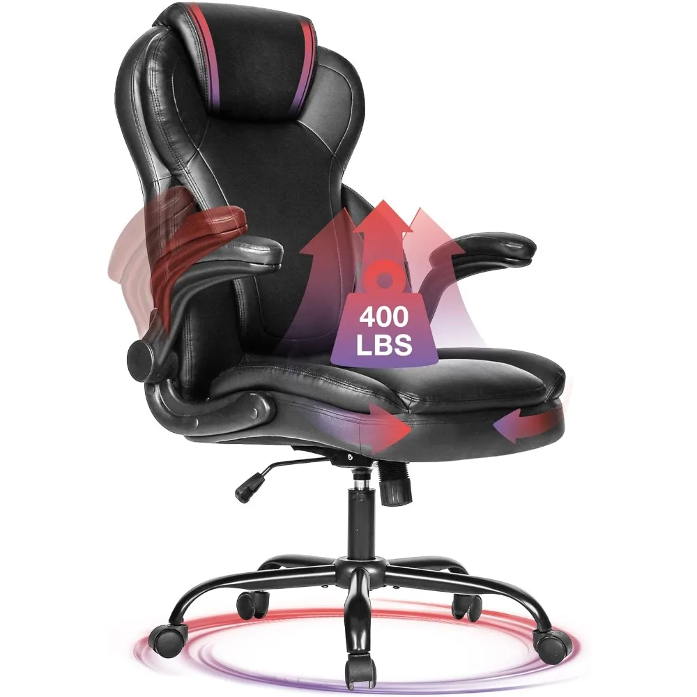 

Office Chair Executive Desk Chair with Extra Wide Seat, High Back Ergonomic Leather Computer Chair with Tilt Rock&Tension