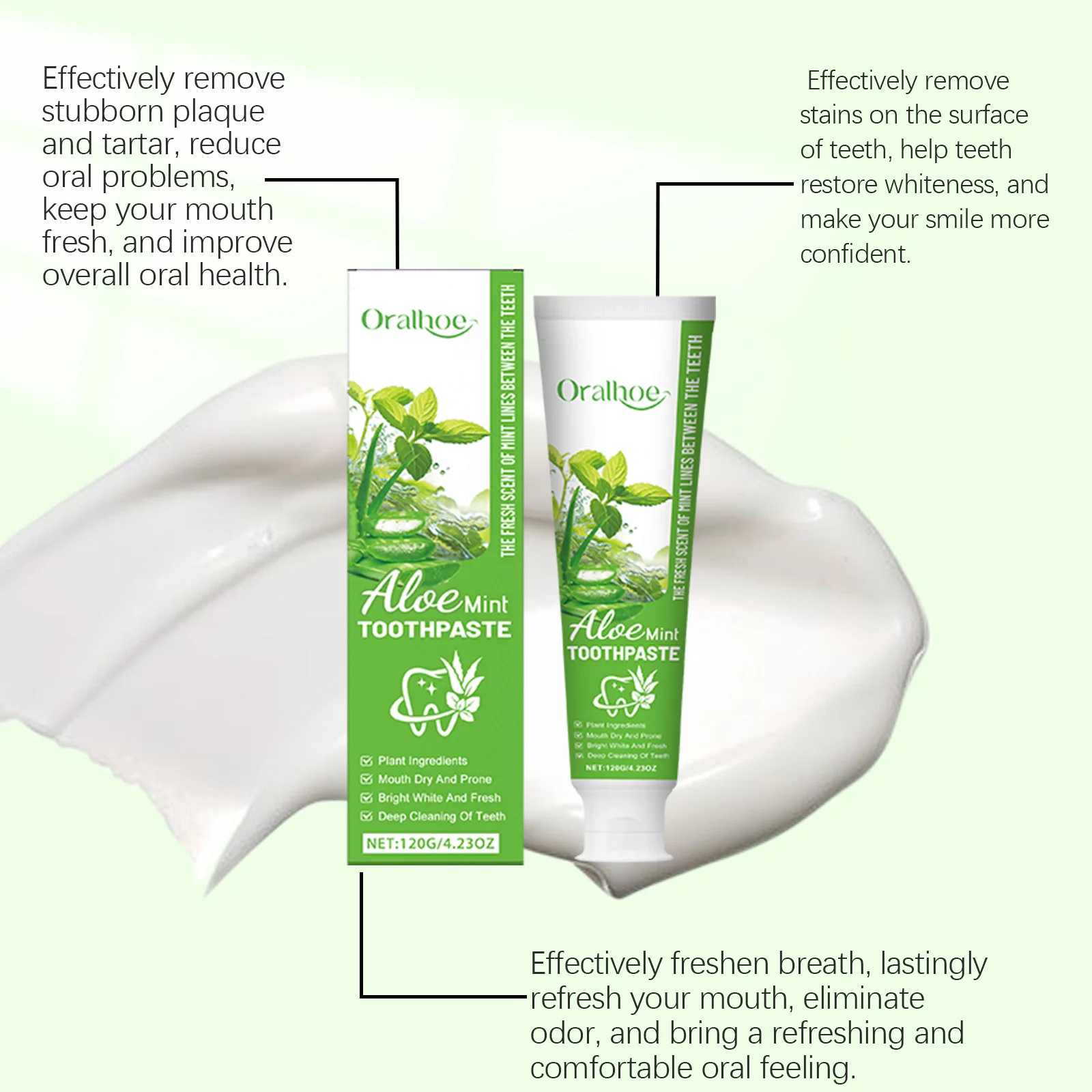 ยาสีฟันไวท์เทนนิ่งว่านหางจระเข้และมิ้นท์ ขจัดคราบเหลือง ฟันขาวขึ้น ลมหายใจสดชื่น ปกป้องเคลือบฟัน ป้องกันคราบหินปูน ดูแลสุขภาพช่องปาก