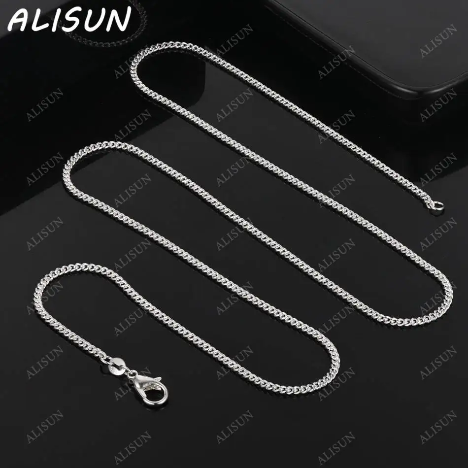 

ALISUN 925 Sterling Silver 40-75cm 2mm Chain Necklace For Men Anniversary Gift Popular Wild Fashion Romantic Jewelry