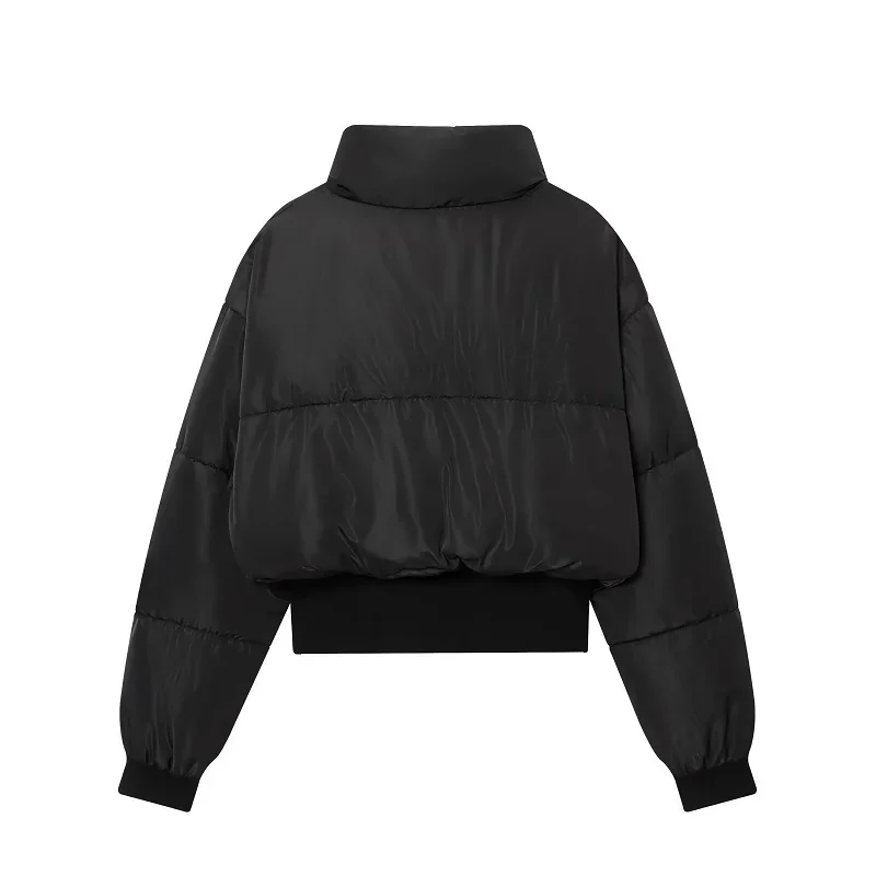 MUJER noir recadrée femmes veste matelassée Bomber vestes pour femmes Zip rembourré veste femme chaud hiver femmes manteaux vêtements d'extérieur