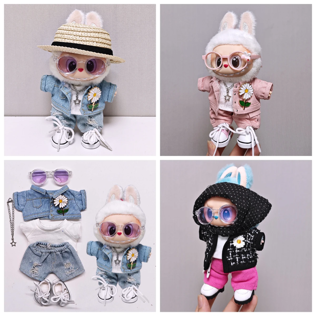 

For 17cm Labubu Clothing Set Korean Idol Gd Same Style Daisy 3.0 Labubu Clothes Rapper Star G-Dragon same style Doll Accessories