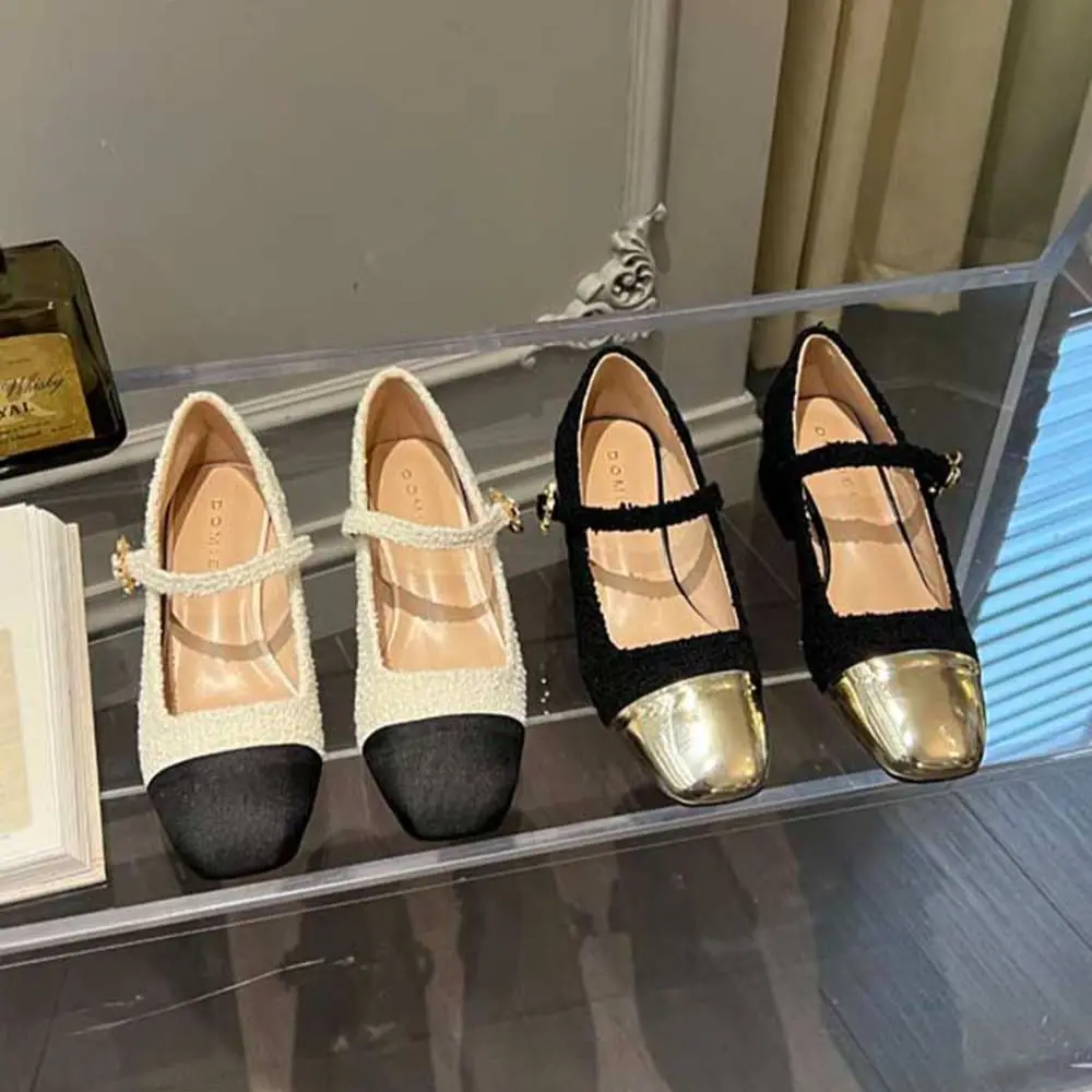 

Женские мокасины на низком каблуке, черные или белые мокасины из флока, на плоской подошве, с пряжкой и ремешком, Размеры 35-39, для осени и зимы, 2023