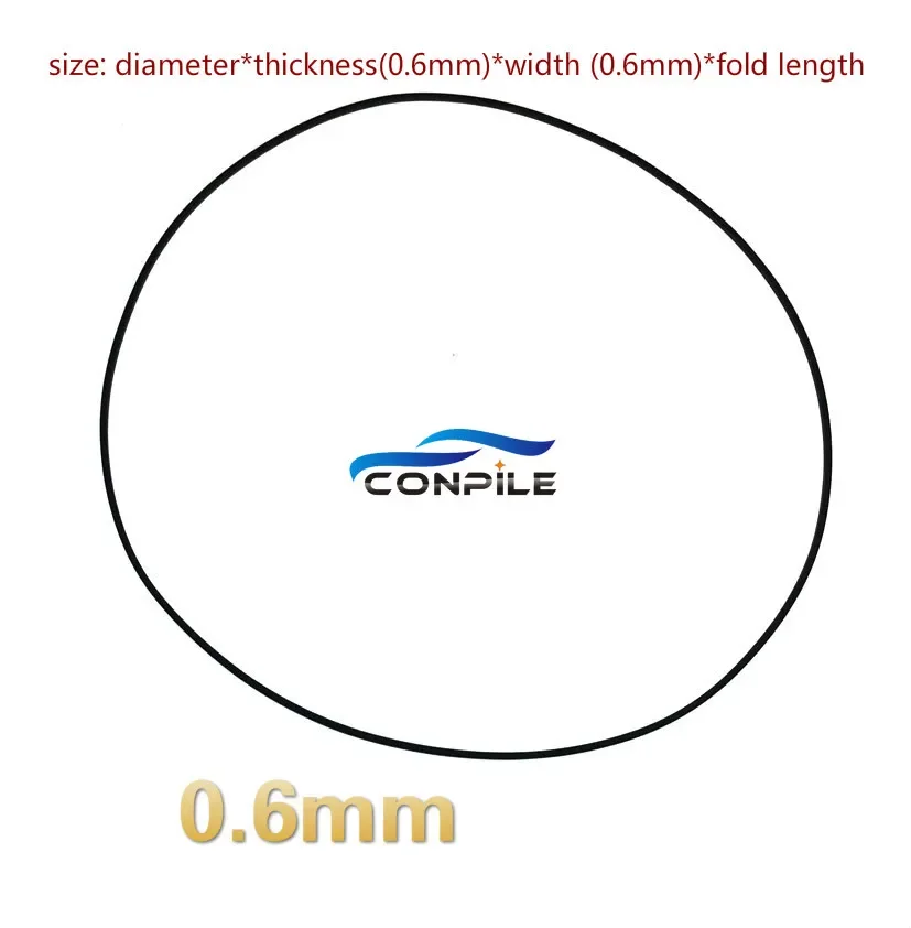 Correia de transmissão de borracha de 0.6mm de largura, para walkman, repetidor, cassete, contador de deck, gravador de fita de áudio, plataforma