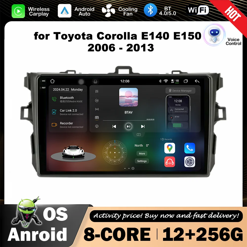 

Android OS Autoradio Car Multimedia Radio Player GPS Navigation 9 inch for Toyota Corolla E140 E150 2006- 2013 QLED IPS Screen