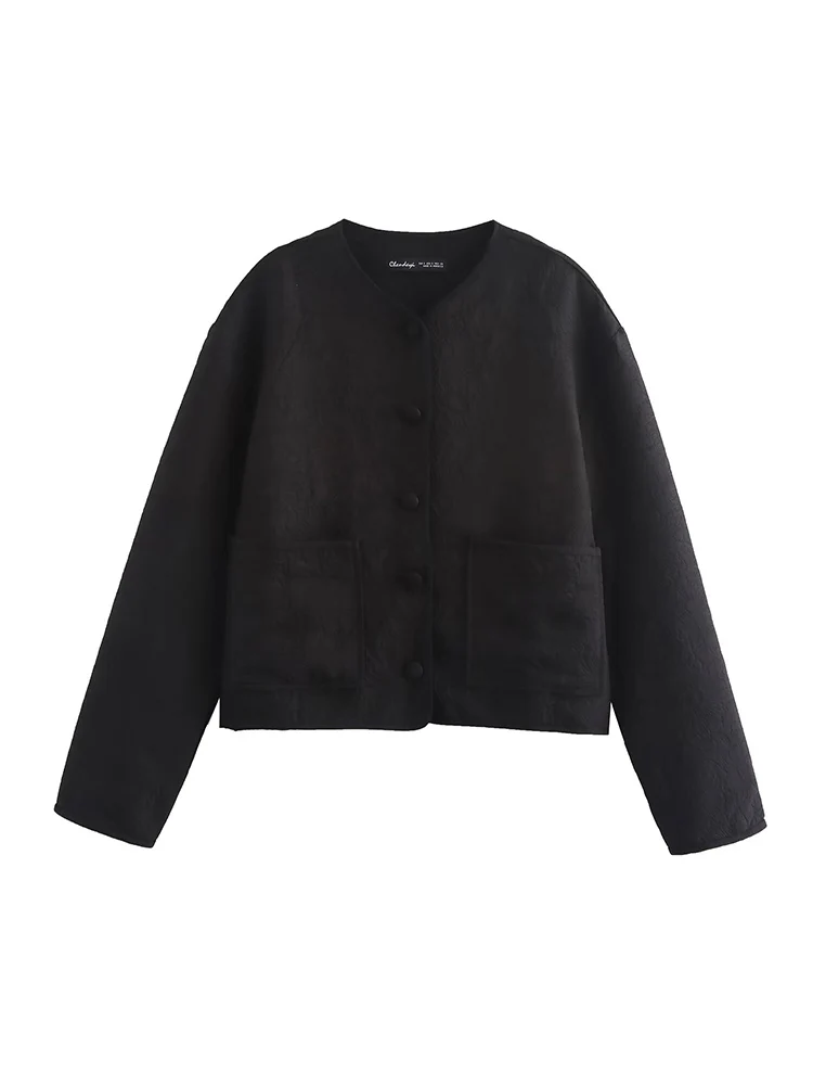 

Новая женская модная и универсальная элегантная простая короткая куртка с круглым вырезом в европейском стиле и цветочной вышивкой