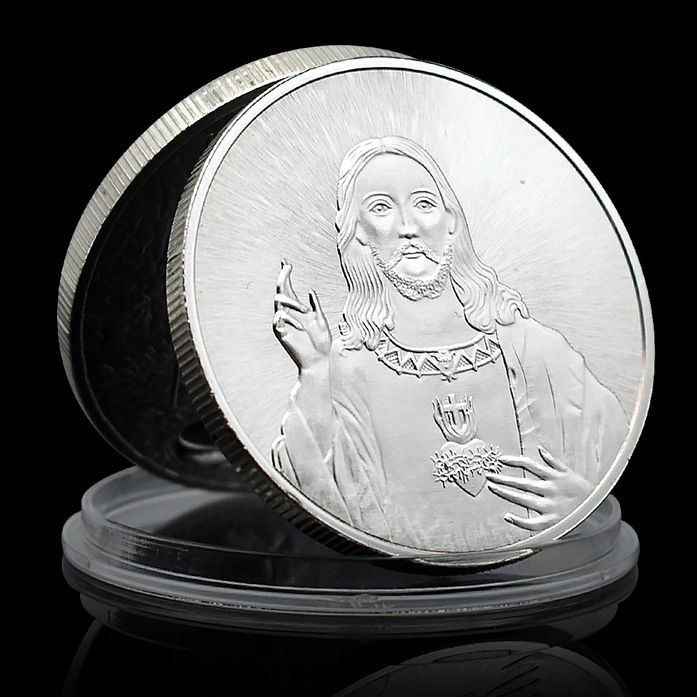 Посеребренные монеты с Иисусом в стиле ретро, Классический медальон из пластика, 1 унция, редкий коллекционный подарок, домашнее украшение
