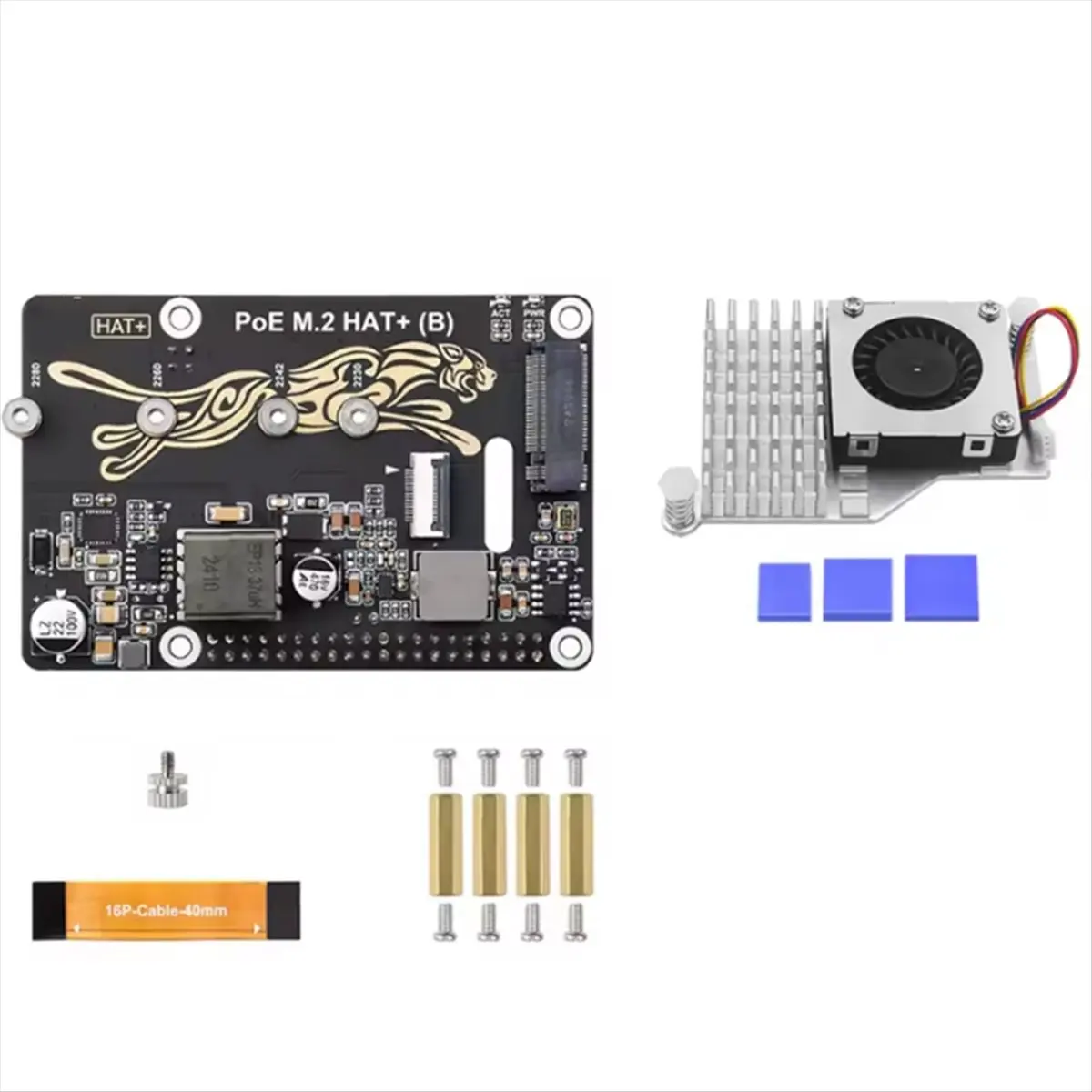 【DT56】PCIe to M.2 Xpansion Board with PoE Function Supports NVMe Protocol M.2 Solid State Drive for 5 PoE HAT
