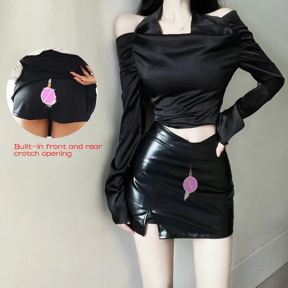 Outdoor Open Crotch Sex Pants, Exotic Hotpants Women Skirt Summer Shorts Peach Hip Yoga Mini Skirts Y2k Couple Casual Streetwear