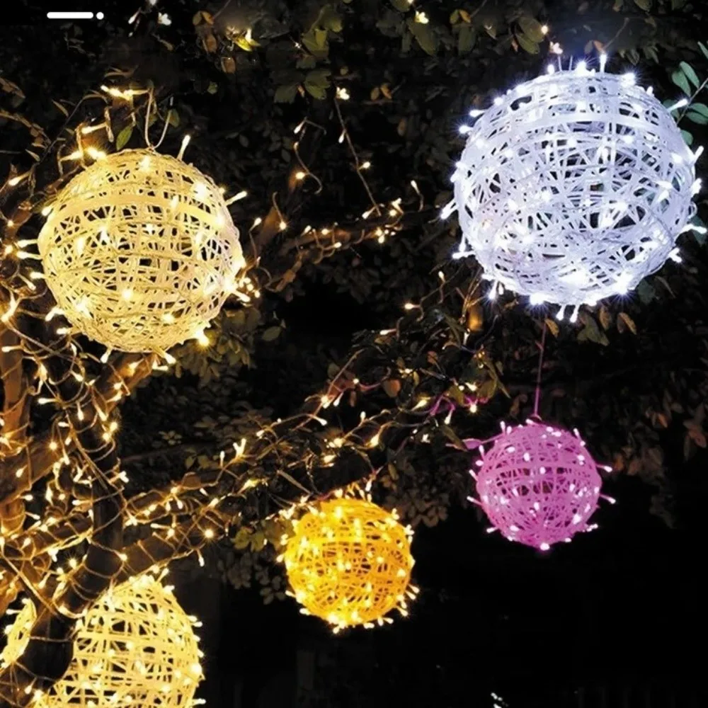 20/28CM Festoon Rattan Ball Light Rattan Ball 220V Garden Decor Hanging Lamp LED Ramadan Festoon Rattan Ball Lamp Garden