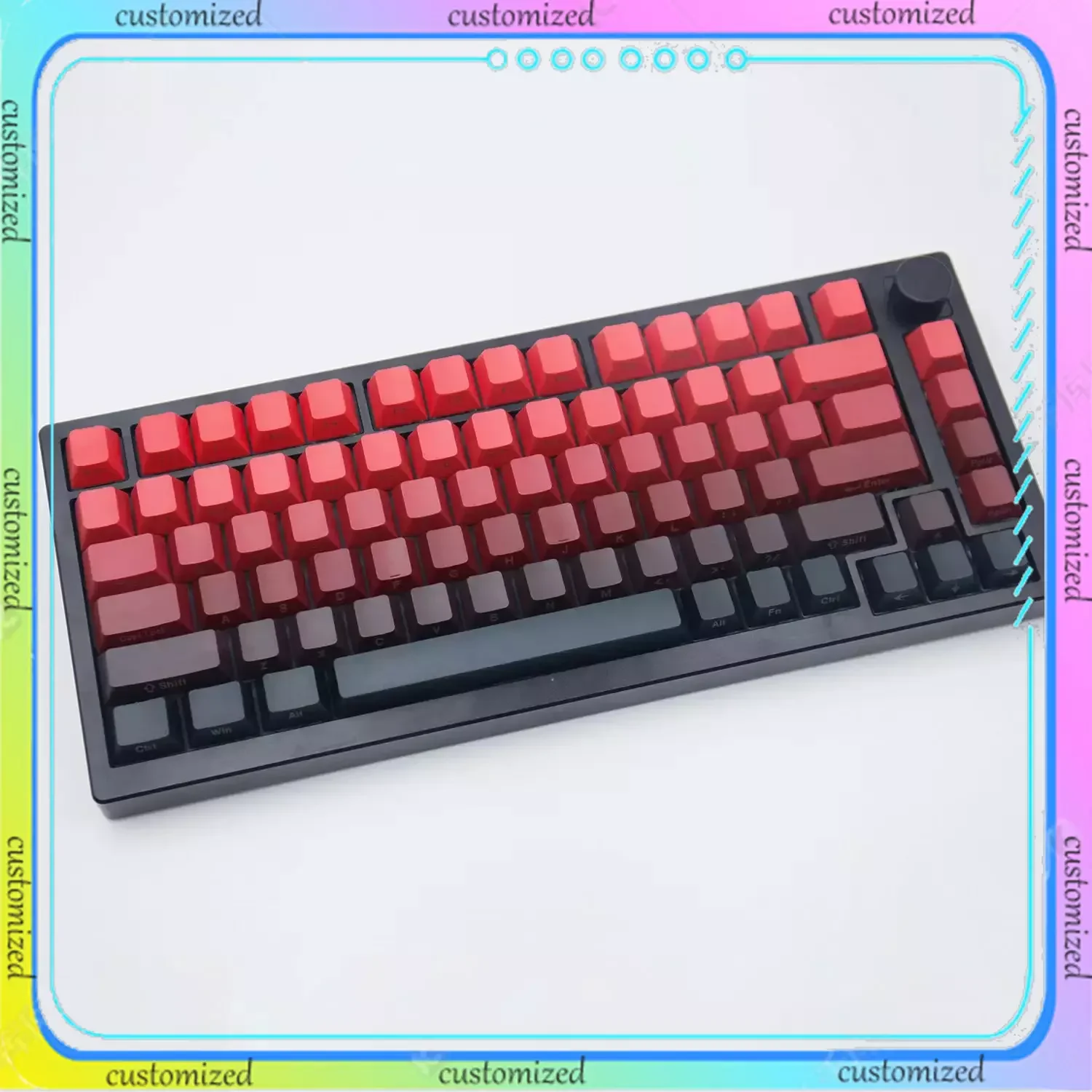 

Lucky strike gradient side-carved mechanical keyboard keycap 140-key PBT thermal sublimation factory height adaptation 61/87