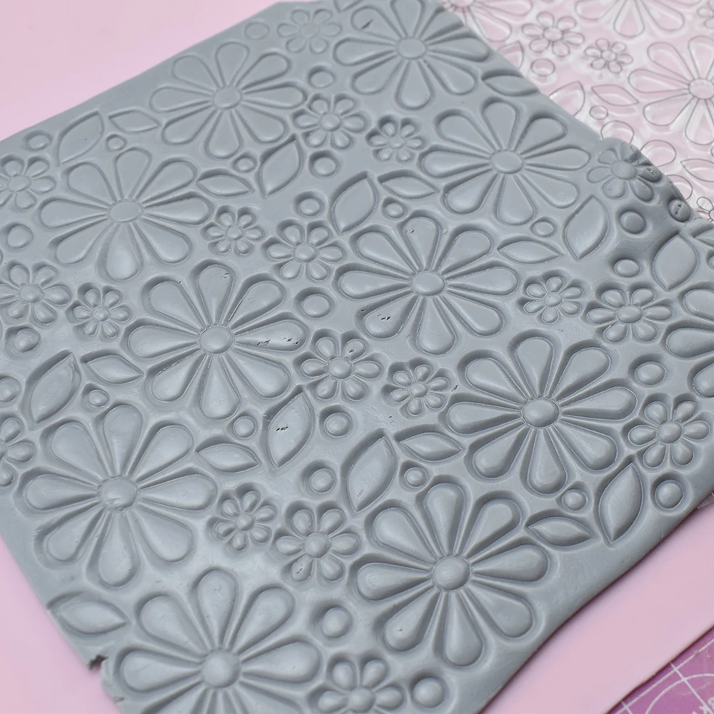 Flower Polymer Clay Texture Stamp Sheet Summer Pattern DIY Earring Embossing Mat Clay Cutter Pottery Tools Art Hobby Supply