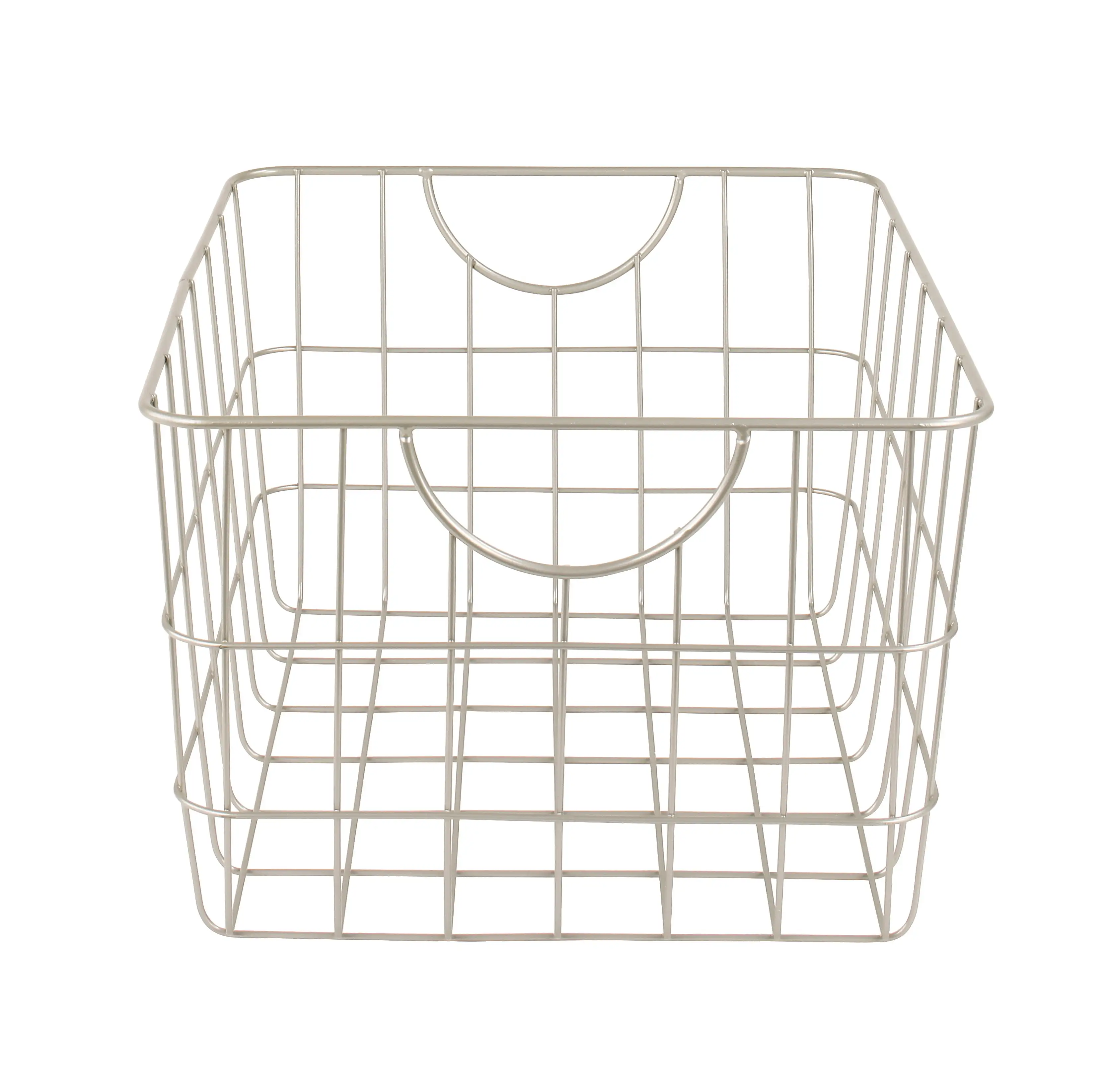 

Spectrum Diversified Steel Utility Wire Storage Basket with Curved Easy Grab Handles, Satin Nickel