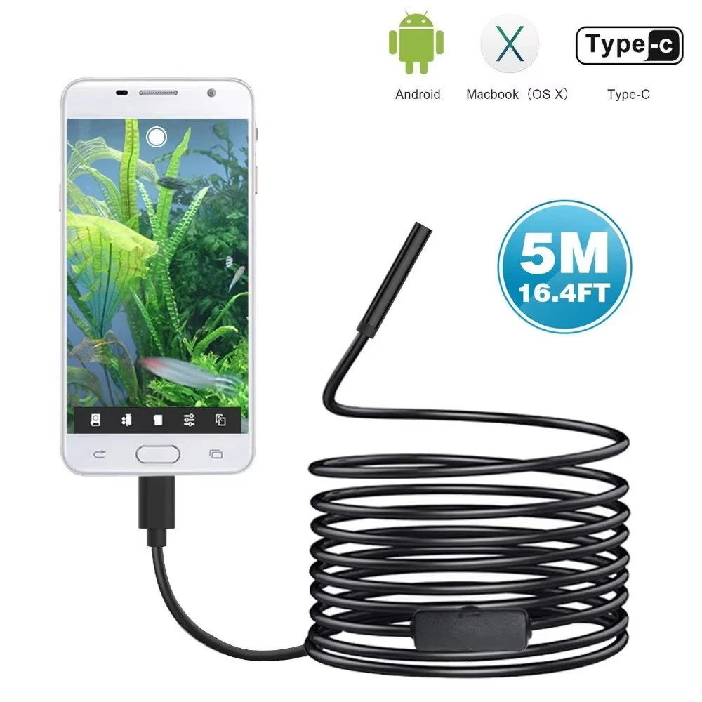 720P 타입-C 내시경 안드로이드 8mm 1/3/5/10M 카메라 검사 카메라 안드로이드 폰 보어스코프 파이프 카메라 내시경