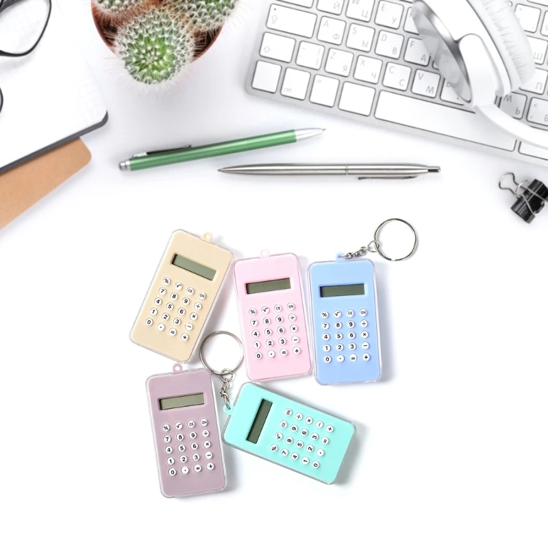 Mini calculadora com fivela chaveiro, calculadora bolso estudante com brinquedo labirinto, mini calculadora básica 8