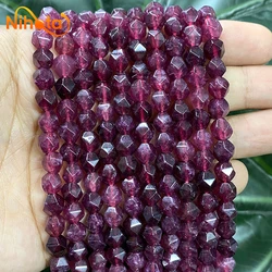 Natural Stone Beads Faceted Wine Red Chalcedony Loose Spacer Beads for Jewelry Making DIY Bracelet Accessories 15
