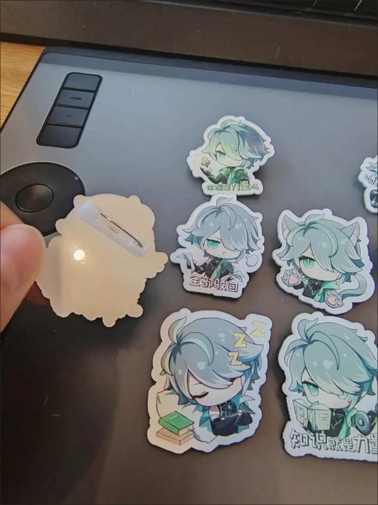 Moda genshin impacto alhaitham expressão acrílico broche de metal pino cosplay crachá jóias acessórios para roupas mochila presente