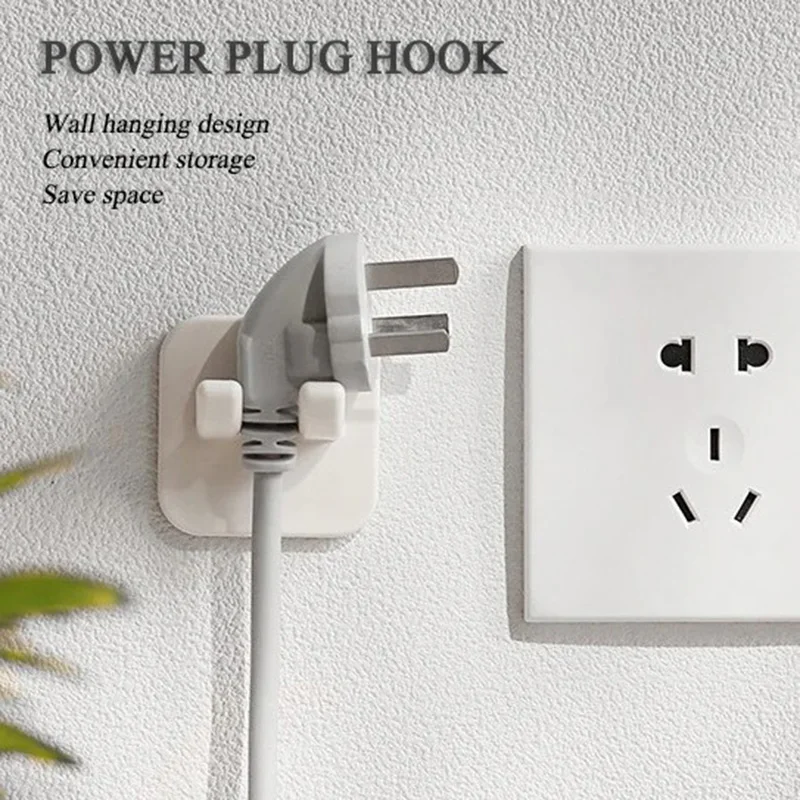 2/10PC Punch-free Power Cord Storage Rack, Wall Storage Hooks, Kitchen Plug Hook,Adhesive Hooks, Power Plug Socket Hanger Holder
