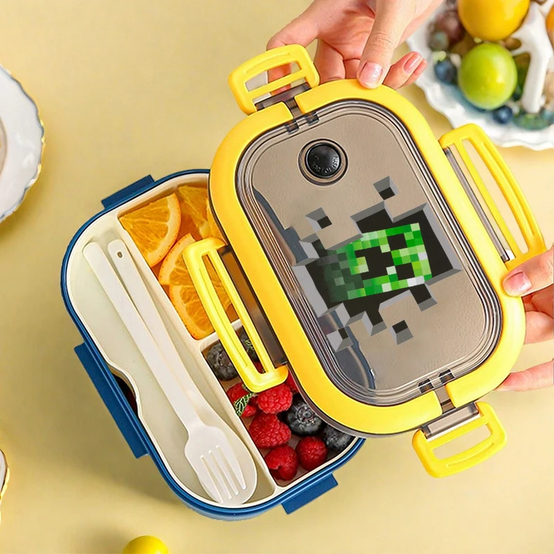 Minecraftes Pixeles Bento صندوق الغداء Kawaii الكرتون المطبوعة الاطفال علب الاغذية سعة كبيرة حاويات تخزين المواد الغذائية هدايا الأطفال #2
