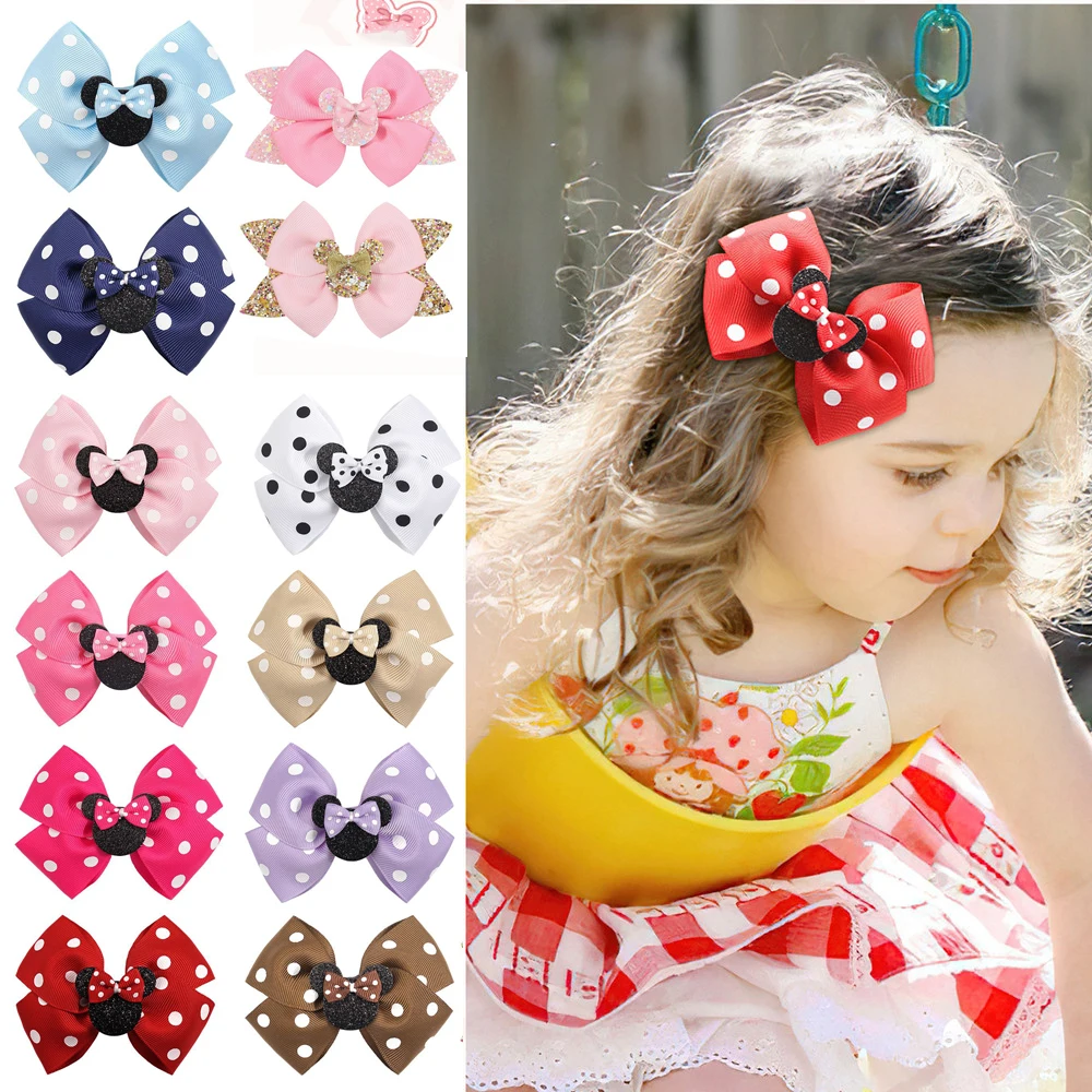 2 قطعة ديزني أنيمي ميني ماوس دبوس الشعر Kawaii ميني القوس الأطفال أغطية الرأس الكرتون فتاة امرأة بوبي دبوس الاطفال الهدايا #1