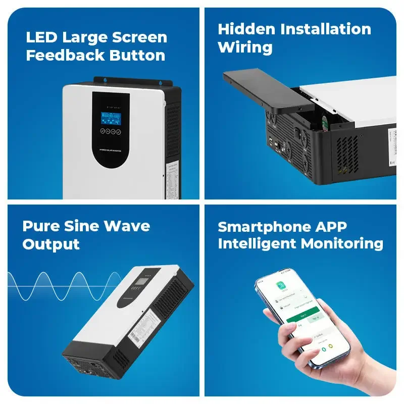 3.6KW 24V Hybrid Solar Inverter Pure Sine Wave On Off Grid Inverter with WiFi for Lead Acid Lithium Gel Battery