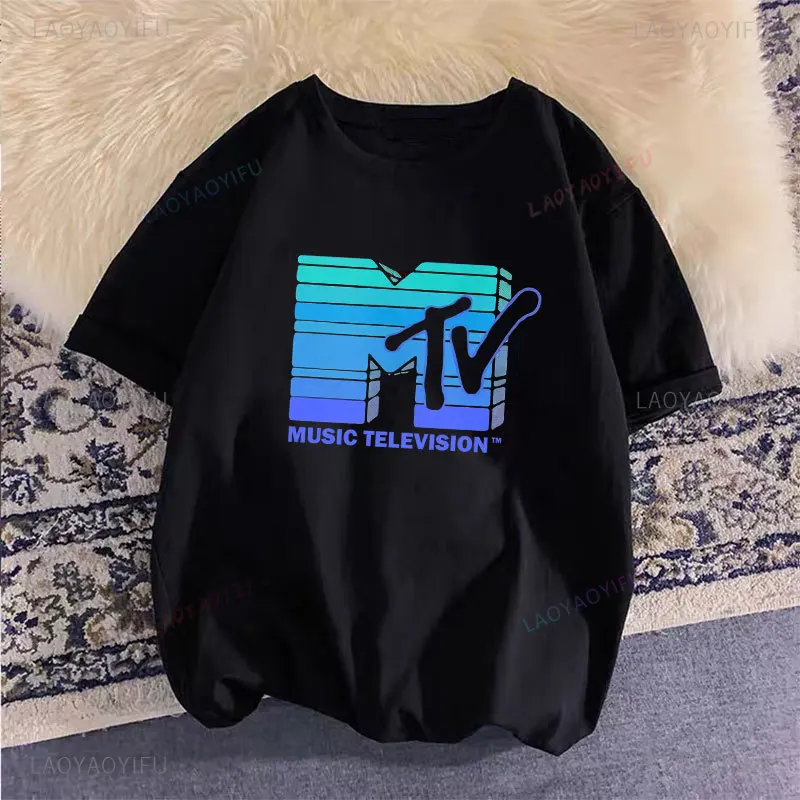 Woman Clothing Retro Cotton T Shirt Vintage Rock Hip Hop Modal Summer Unisex Casual Shirt Mtv Music Elevision Graphic Shirts