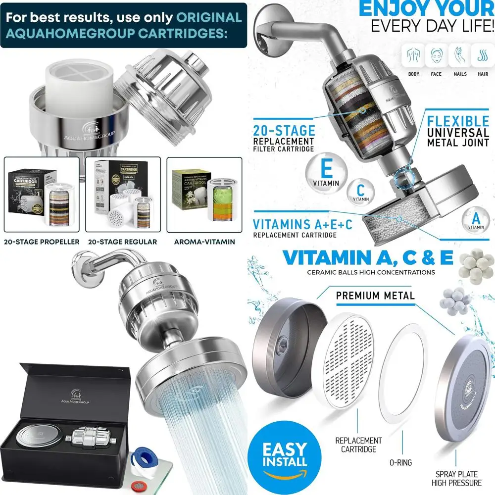 

20-ступенчатая система душевых фильтров премиум-класса: высокая мощность, удаляет хлор и примесей для мягкой воды.